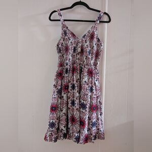 Japna Red and Blue Floral Mini Dress